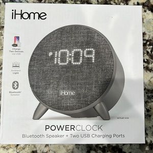 iHome power clock Bluetooth speaker + two USB charging ports